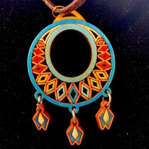 Artisan made Wood dream catcher necklace